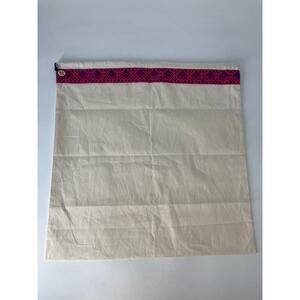 TORY BURCH CREAM DRAW STRING DUST BAG WITH PINK TRIM
